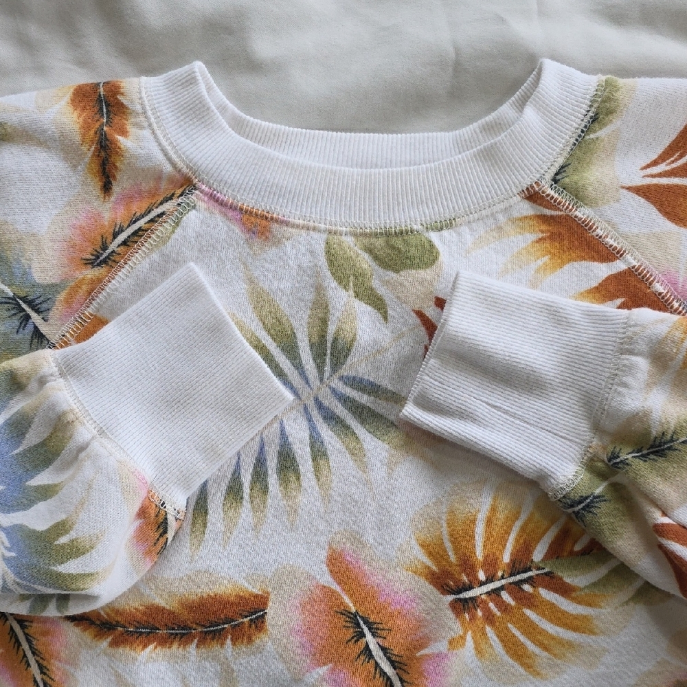 Billabong Cream Sweatshirt with Hawaiian Leaves Small - Picture 5 of 9